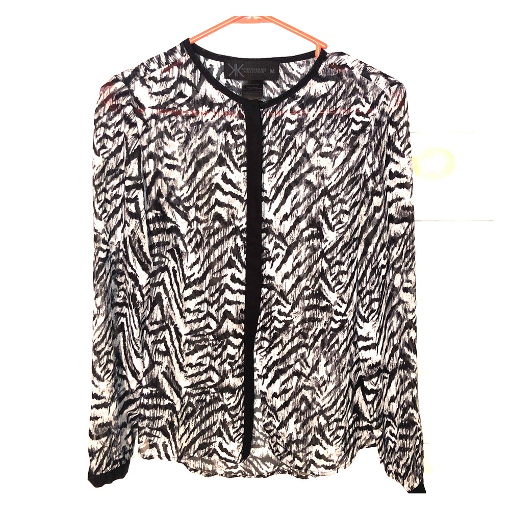 Kardashian Collection Sheer Zebra print blouse